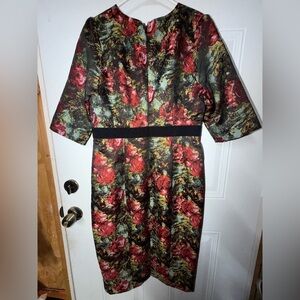 eva mendes for New York & Company Floral Sheath Dress in Red and Green